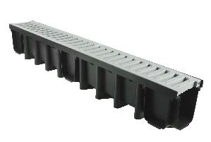Žlab vysoký PP 131x1000x148 s šedou mříž. do 1,5 t PVC A15